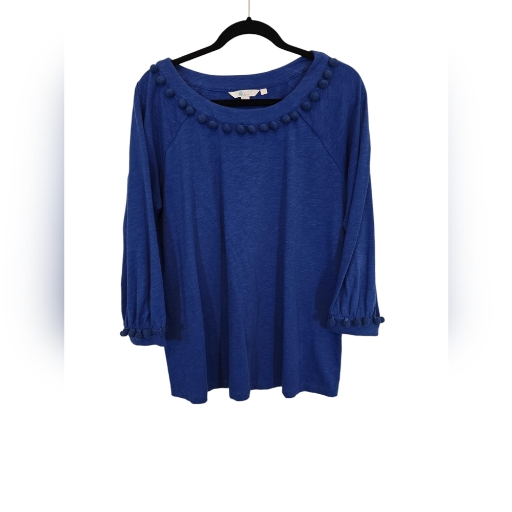 Boden Size 14 100% Cotton Rosemary Jersey Pom Pim Trim Top